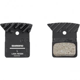Shimano L03A disc brake pads and spring, cooling fins, alloy backed, resin